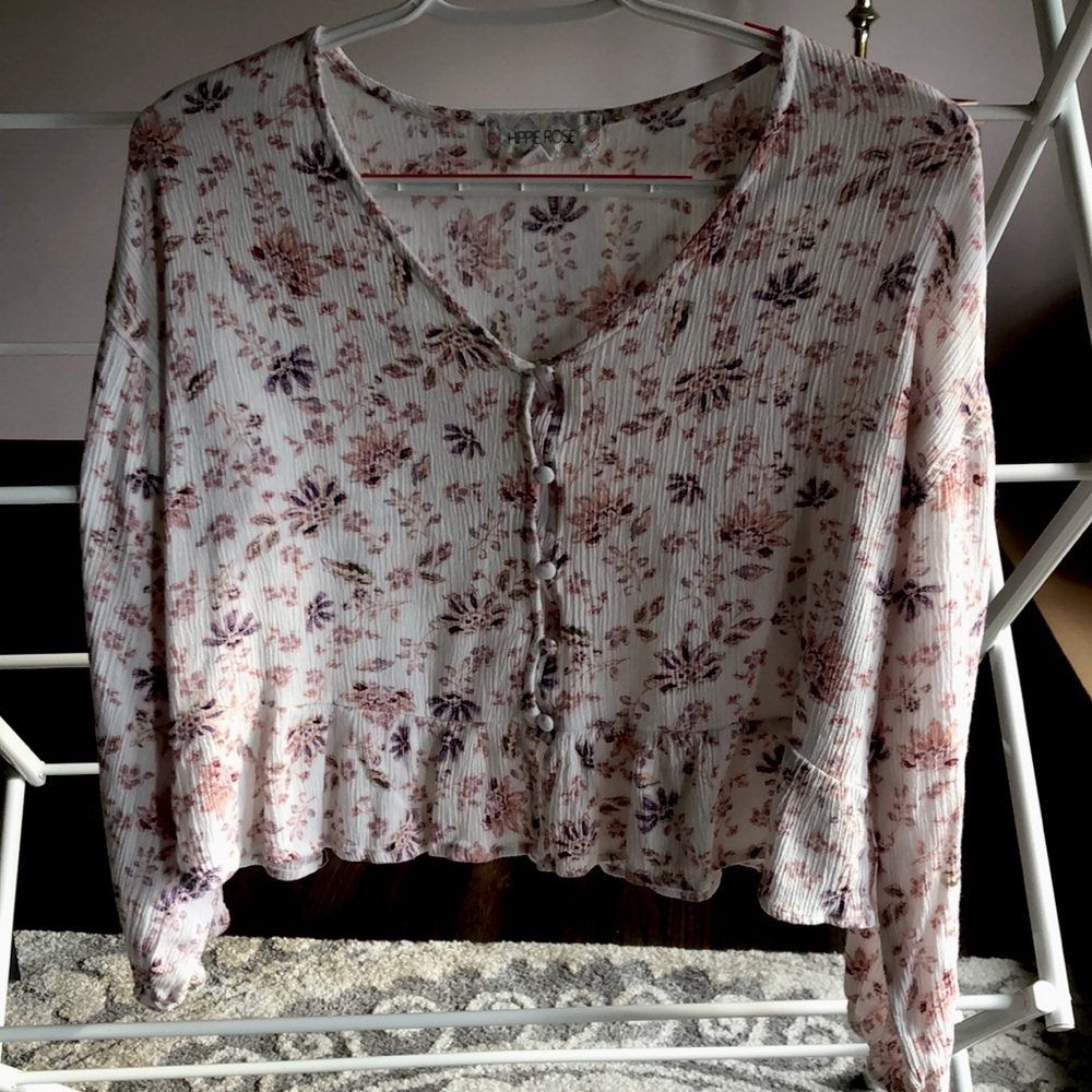 cropped floral blouse